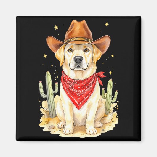 Labrador Retriever Cowboy Dog Western Llabrador Co Magneet (Voorkant)