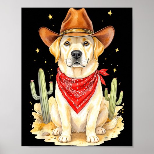 Labrador Retriever Cowboy Dog Western Llabrador Co Poster (Voorkant)