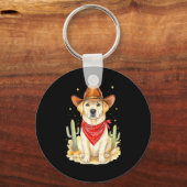 Labrador Retriever Cowboy Dog Western Llabrador Co Sleutelhanger (Voorkant)