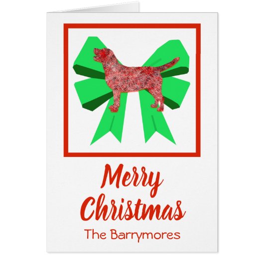 Labrador Retriever Cute Kerstmis Dog Bow Card (Voorkant)