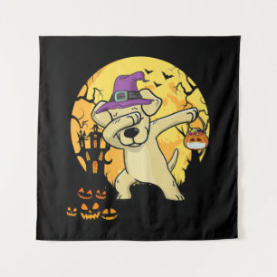 Labrador Retriever Dabbing Witch Pumpkin Funny Dog Wandkleed