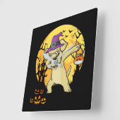 Labrador Retriever Debbing Witch Pumpkin Funny Dog Vierkante Klok (Hoek)