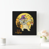 Labrador Retriever Debbing Witch Pumpkin Funny Dog Vierkante Klok (Huis)