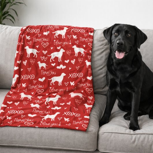 Labrador Retriever Dekentje met Hartjes Fleece Deken