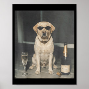 Labrador Retriever die champagne drinkt, grappige Poster