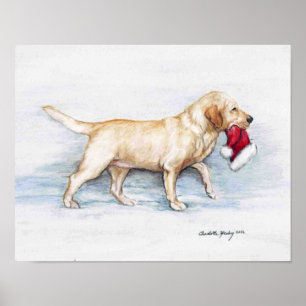 Labrador Retriever, die een Santa Hat Print draagt