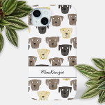 Labrador Retriever Dog Aangepast iPhone 15 Mini Hoesje<br><div class="desc">Waterverf schilderij van leuke Labrador Retriever-honden,  perfect voor dierenliefhebbers,  hondenwandelaars,  hondenfokkers en dierenartsen. Verander de naam om aan te passen.</div>