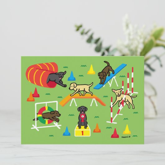 Labrador Retriever Dog Agility Party Kaart (Staand voorkant)