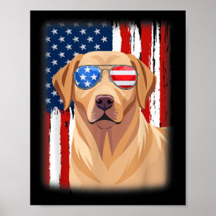 Labrador Retriever Dog America vlag 4 juli Verenig Poster