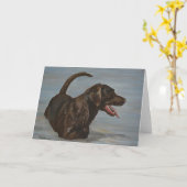 Labrador Retriever Dog Art Wenskaart Kaart (Gele Bloem)