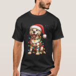 Labrador Retriever Dog Christmas Lights Santa Hat T-shirt<br><div class="desc">Labrador Retriever Hond Kerstverlichting Kerstman Hoed Kerstsneeuw</div>