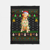 Labrador Retriever Dog Christmas Lights Ugly Sweat Fleece Deken (Voorkant)