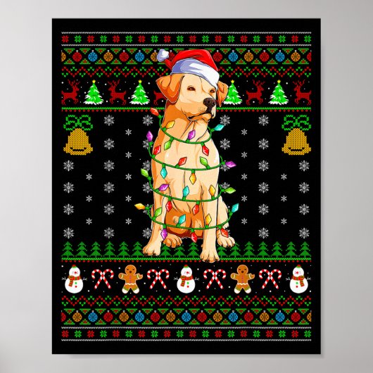 Labrador Retriever Dog Christmas Lights Ugly Sweat Poster (Voorkant)