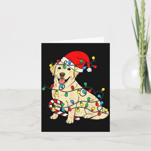 Labrador Retriever Dog Christmas Lights Xmas Pet D Kaart (Voorkant)