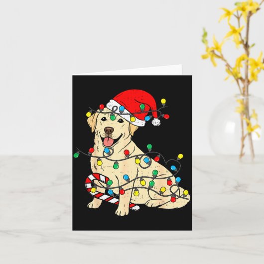 Labrador Retriever Dog Christmas Lights Xmas Pet D Kaart (Gele Bloem)
