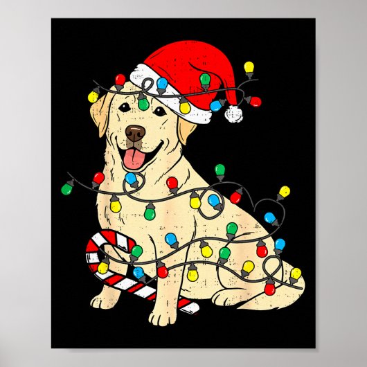 Labrador Retriever Dog Christmas Lights Xmas Pet D Poster (Voorkant)
