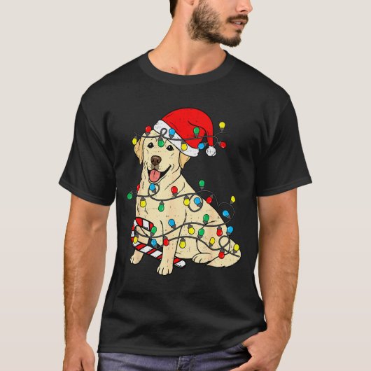 Labrador Retriever Dog Christmas Lights Xmas Pet D T-shirt (Voorkant)