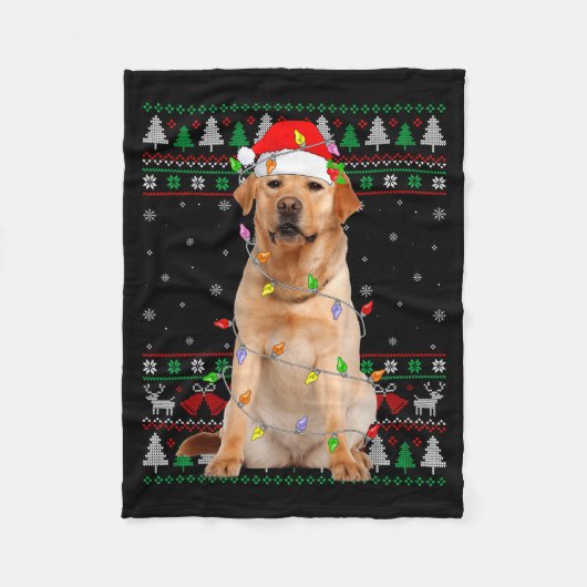 Labrador Retriever Dog Christmas Ugly Sweater Ligh Fleece Deken (Voorkant)