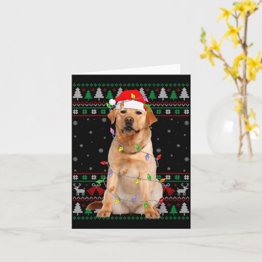 Labrador Retriever Dog Christmas Ugly Sweater Ligh Kaart (Gele Bloem)