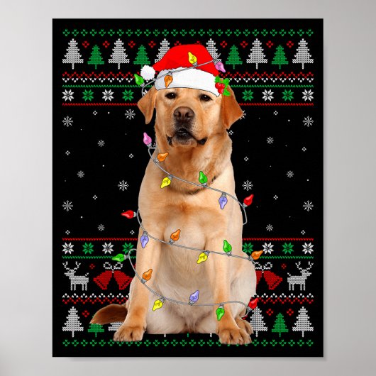 Labrador Retriever Dog Christmas Ugly Sweater Ligh Poster (Voorkant)