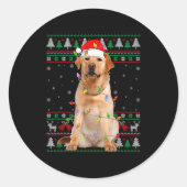 Labrador Retriever Dog Christmas Ugly Sweater Ligh Ronde Sticker (Voorkant)