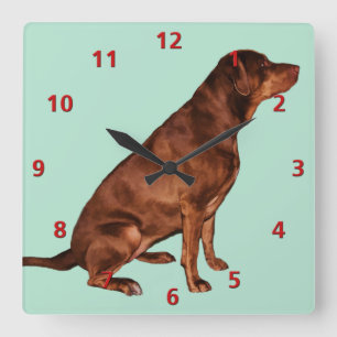 Labrador Retriever Dog Clock  Vierkante Klok