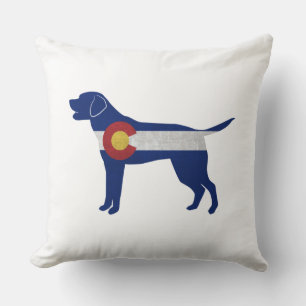 Labrador Retriever Dog Colorado Flag Silhouette Kussen