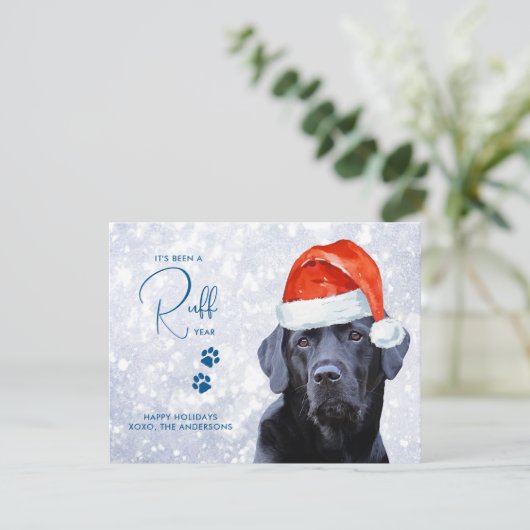 Labrador Retriever Dog Funny Ruff Jaar in de Revie Feestdagenkaart (Staand voorkant)