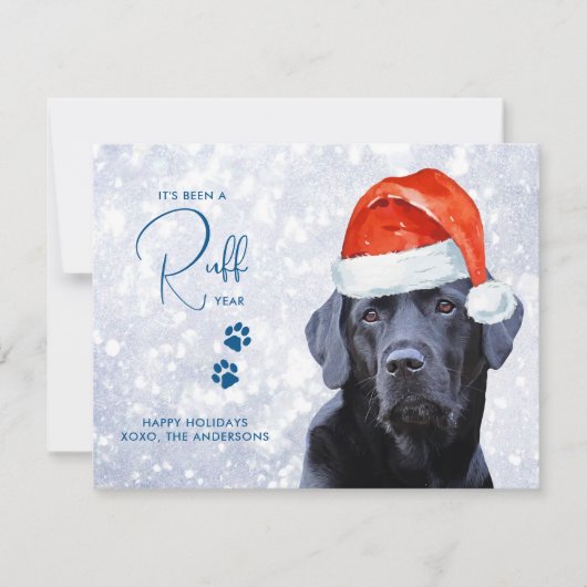 Labrador Retriever Dog Funny Ruff Jaar in de Revie Feestdagenkaart (Voorkant)