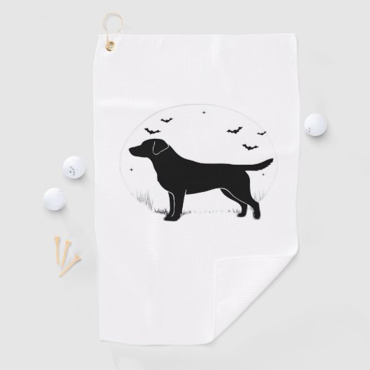 Labrador Retriever Dog - Halloween Moon Silhouette Golfhanddoek (Insitu)