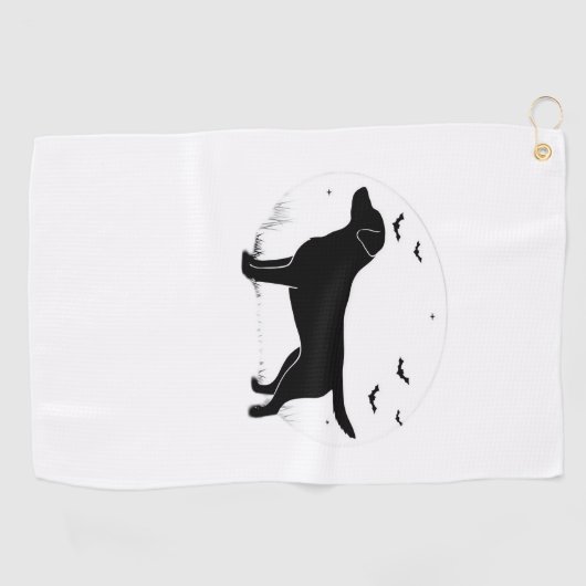 Labrador Retriever Dog - Halloween Moon Silhouette Golfhanddoek (Horizontaal)