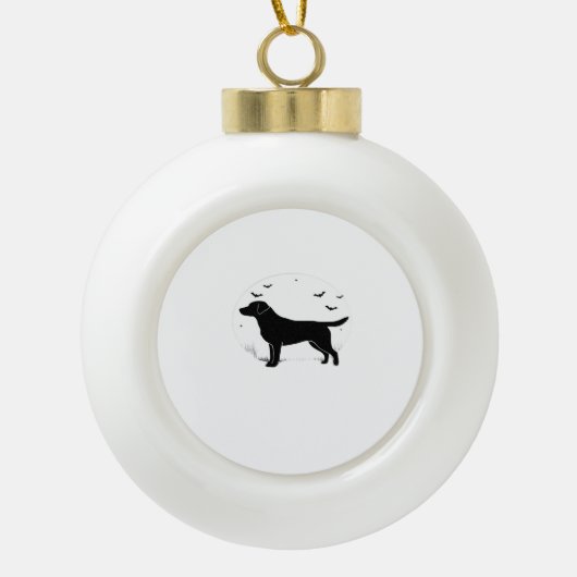 Labrador Retriever Dog - Halloween Moon Silhouette Keramische Bal Ornament (Voorkant)