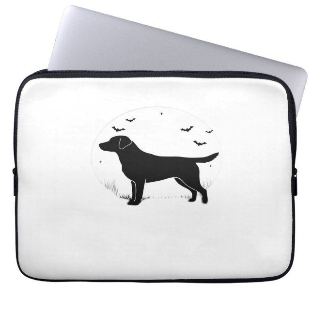 Labrador Retriever Dog - Halloween Moon Silhouette Laptop Sleeve (Voorkant)