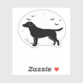 Labrador Retriever Dog - Halloween Moon Silhouette Sticker (Vel)