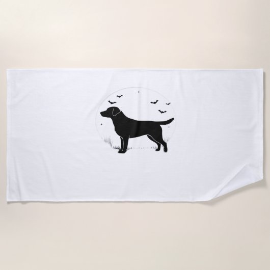 Labrador Retriever Dog - Halloween Moon Silhouette Strandlaken (Voorkant)