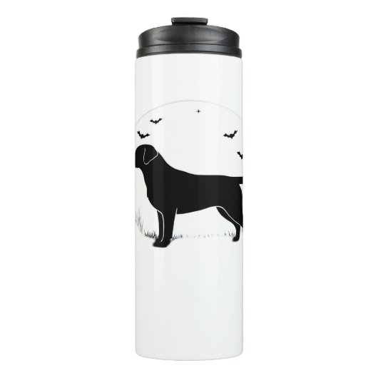 Labrador Retriever Dog - Halloween Moon Silhouette Thermosbeker (Voorkant)