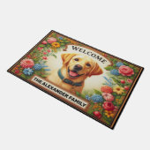 Labrador Retriever Dog Haven, Floral Chic Welkom Deurmat (Schuin)