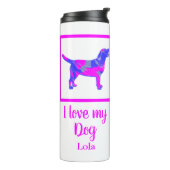 Labrador Retriever Dog Hot Pink & Blue Silhouette Thermosbeker (Gedraaid links)