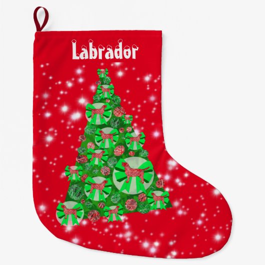 Labrador Retriever Dog kerstboom Grote Kerstsok (Voorkant)