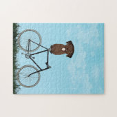 Labrador Retriever Dog op  fiets Legpuzzel (Horizontaal)