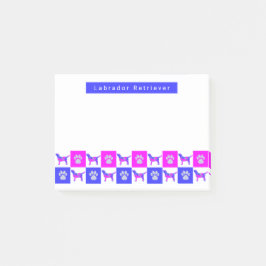 Labrador Retriever Dog & Paw Hot Pink & Blue Post-it® Notes