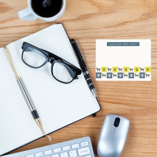 Labrador Retriever Dog & Paw Yellow & Blue Grids Post-it® Notes