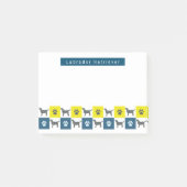 Labrador Retriever Dog & Paw Yellow & Blue Grids Post-it® Notes (Voorkant)