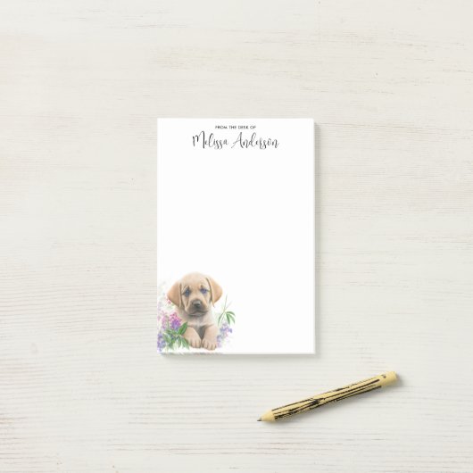 Labrador Retriever Dog Personalized Cute Puppy Post-it® Notes (Op bureau)