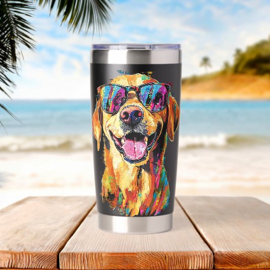 Labrador Retriever Dog Pet Art Sunglasses Labrador Geïsoleerde Drinkbeker (Strand (Gedraaid)  )