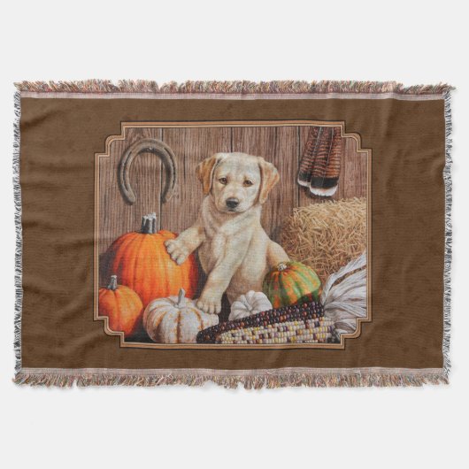 Labrador Retriever Dog & Pumpkins Brown Deken (Voorkant)