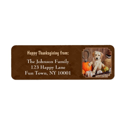 Labrador Retriever Dog & Pumpkins Brown Etiket (Voorkant)