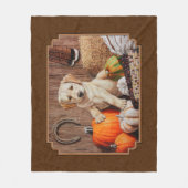 Labrador Retriever Dog & Pumpkins Brown Fleece Deken (Voorkant)