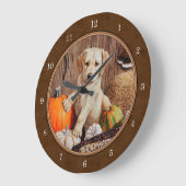 Labrador Retriever Dog & Pumpkins Brown Grote Klok (Hoek)
