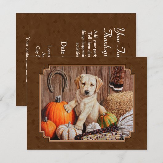 Labrador Retriever Dog & Pumpkins Brown Kaart (Voorkant / Achterkant)